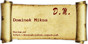 Dominek Miksa névjegykártya